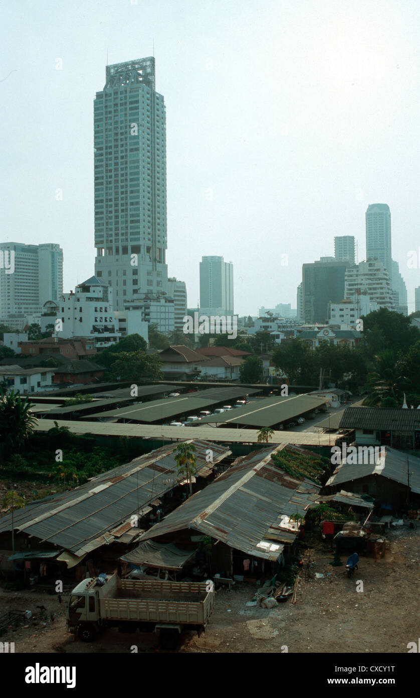 Bangkok slum before skyscrapers Stock Photo