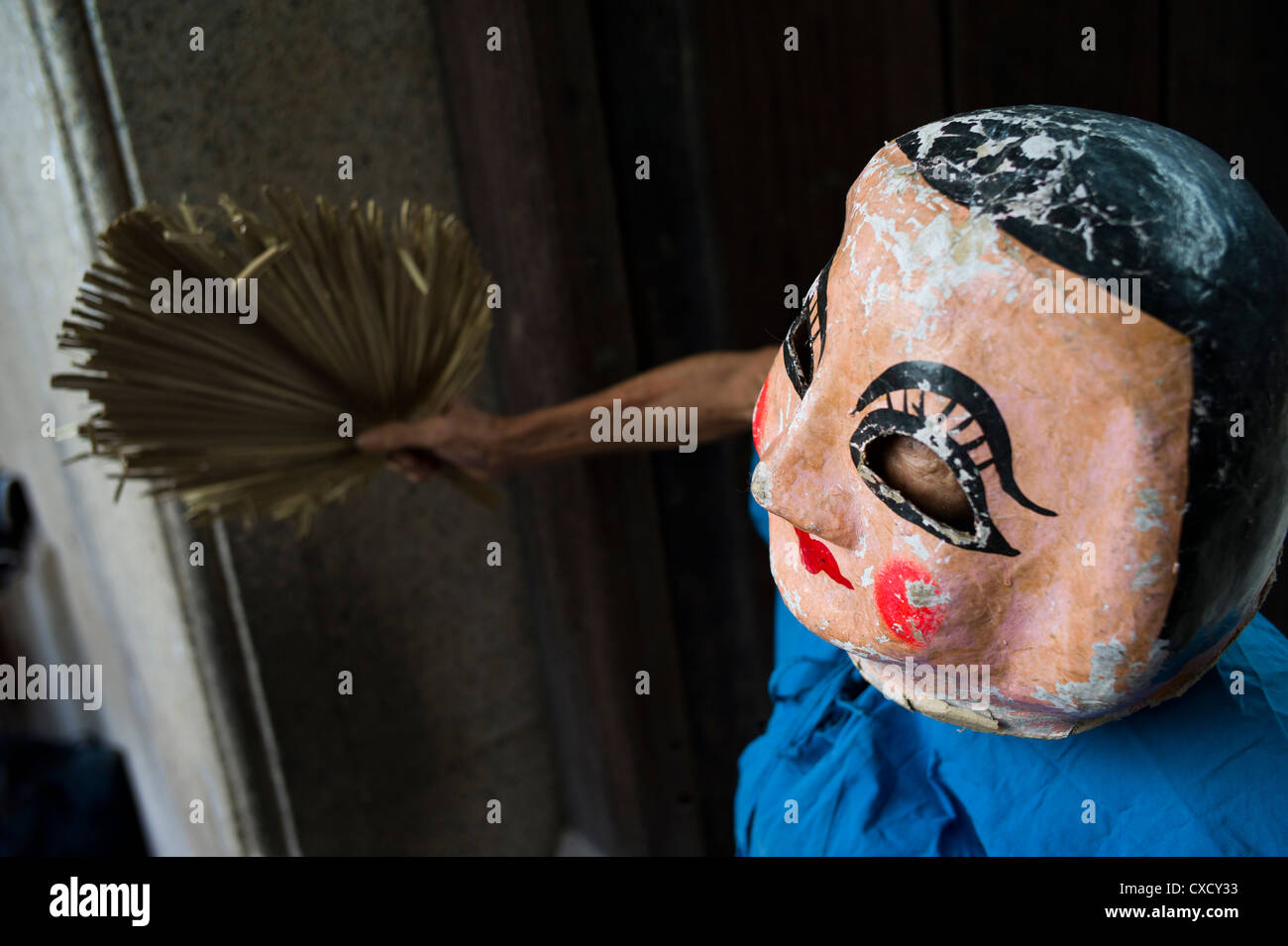 The traditional Big Head Buddha dance of Foshan in Guangdong province, China Stock Photo