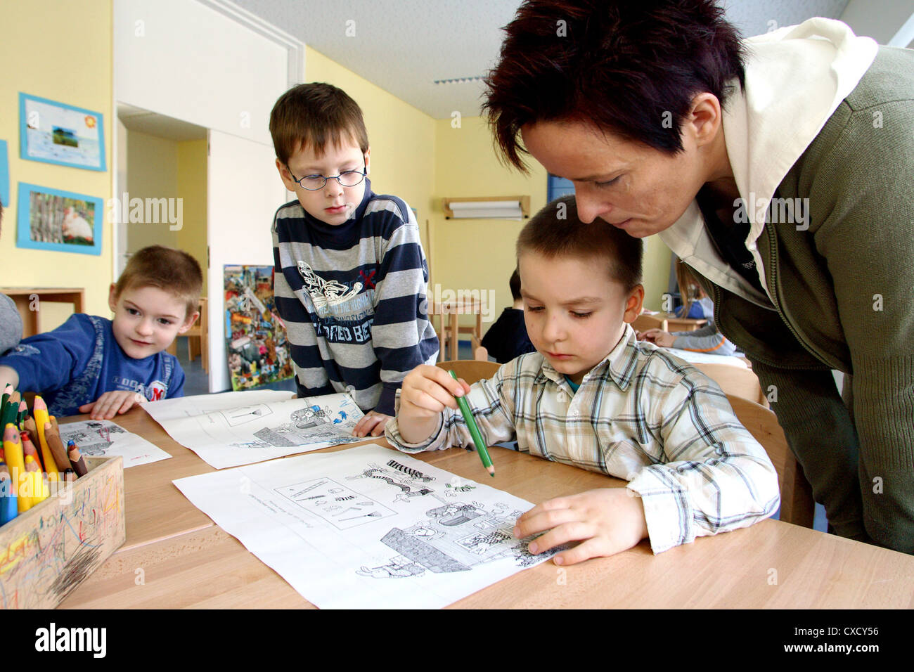 Berlin, generic preschool education in an elementary school Stock Photo