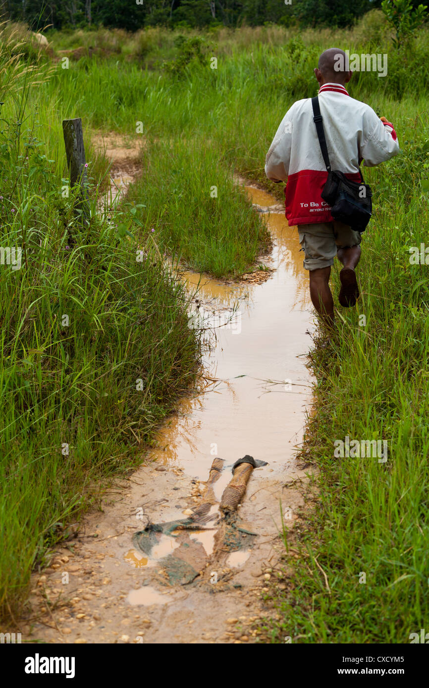 Path to the Diamond Fields of Cempaka in South Kalimantan in Indonesia Stock Photo
