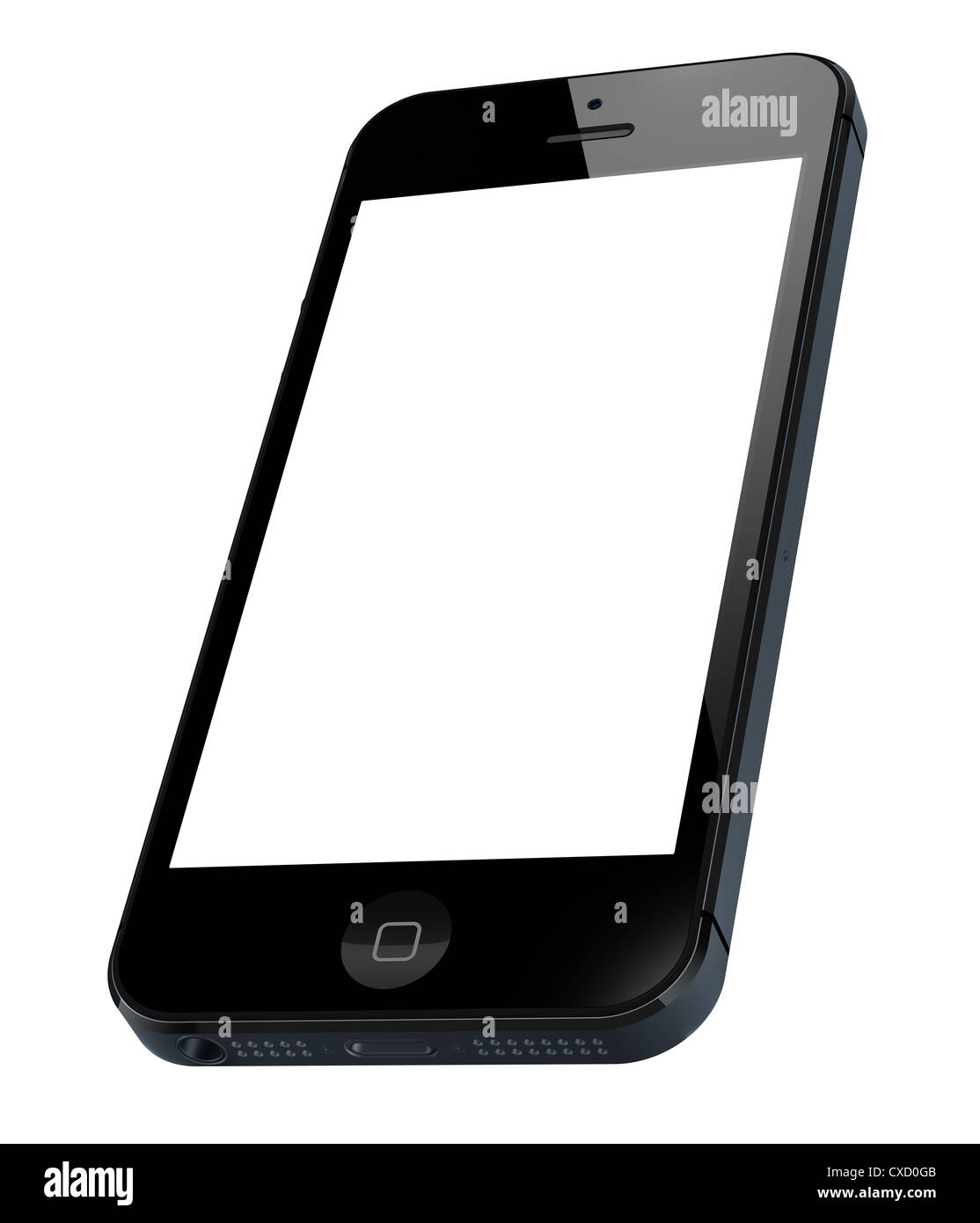 New iPhone 5 with blank screen isolated on white. Include clipping path ...