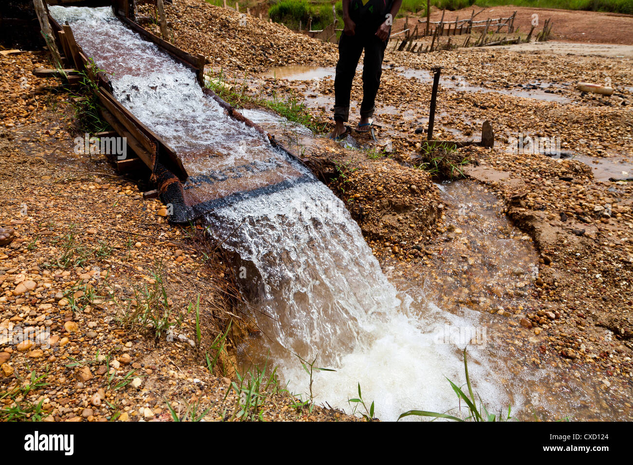 Irrigation Plant on the Diamond Fields of Cempaka in South Kalimantan in Indonesia Stock Photo