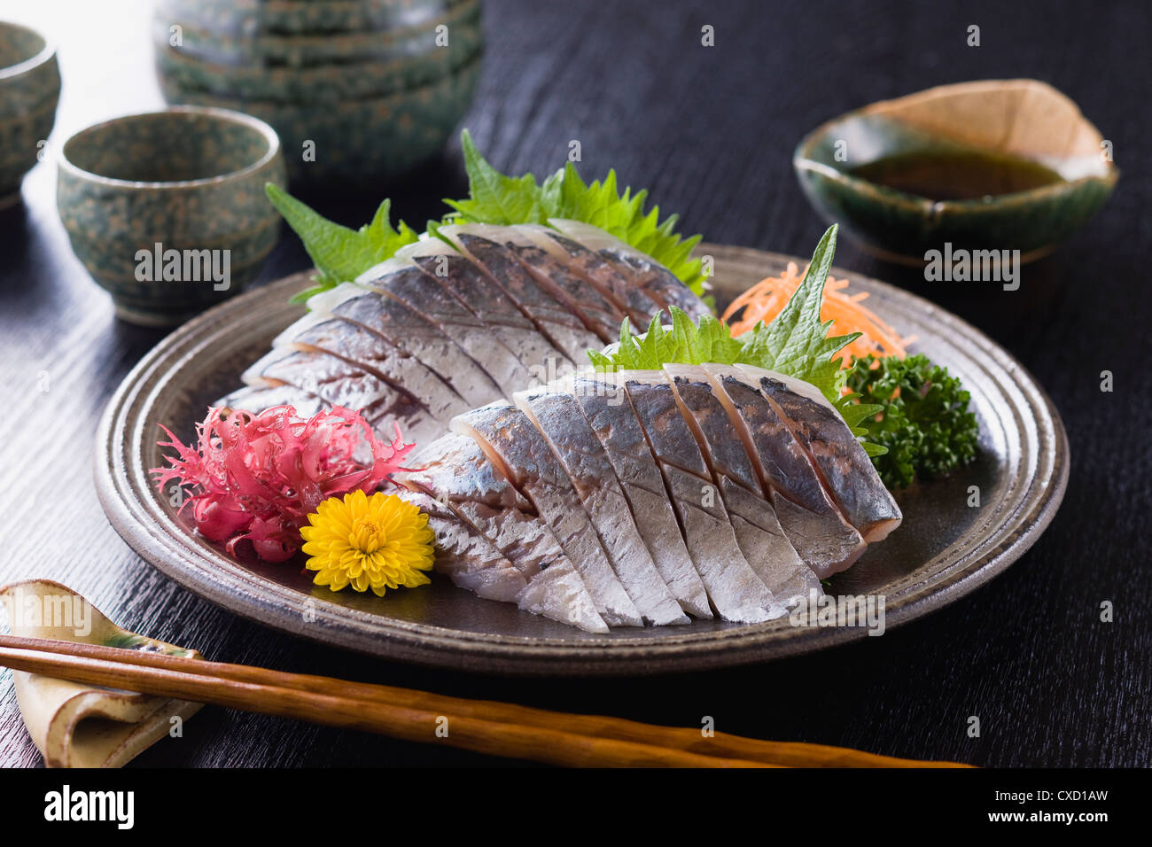 Horse Mackerel Sashimi Stock Photo Alamy