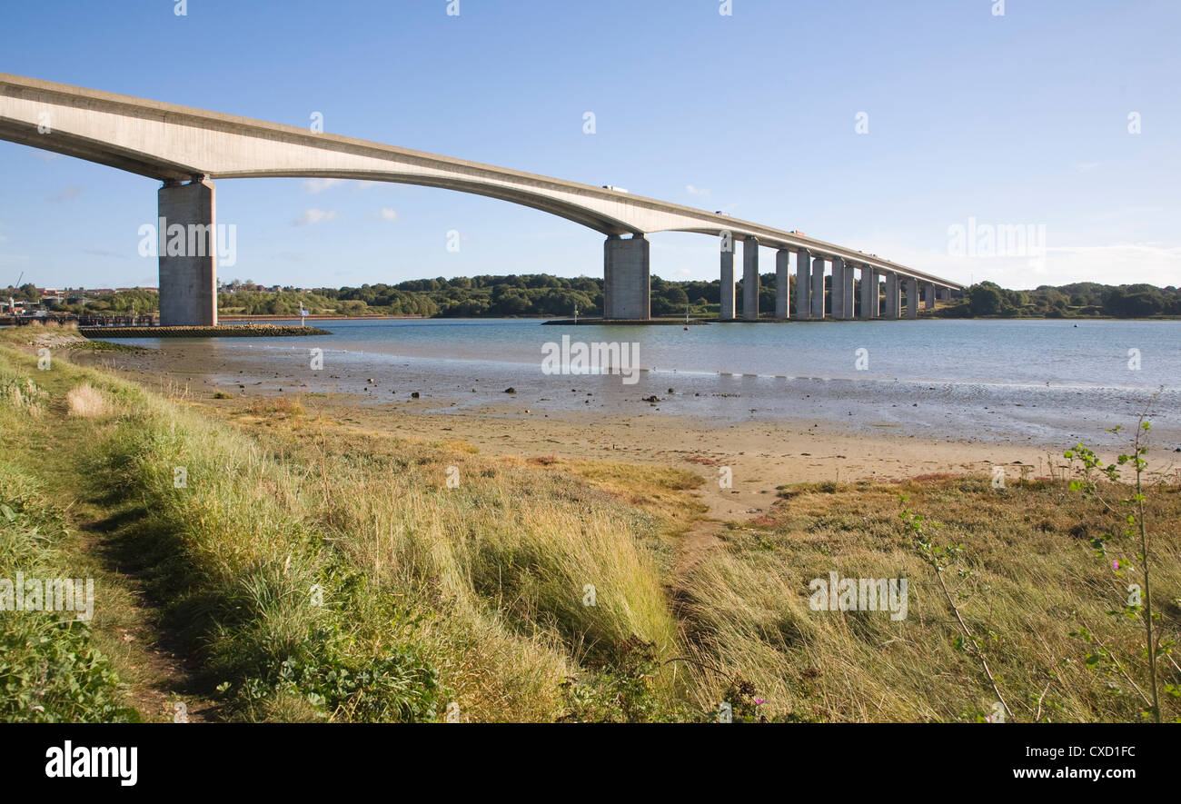 Orwell bridge and river looking east Wherstead, Suffolk, England Stock Photo
