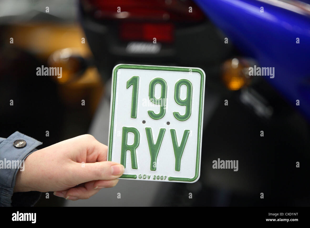 Kiel, gruenes indicator for mopeds and scooters Stock Photo Alamy