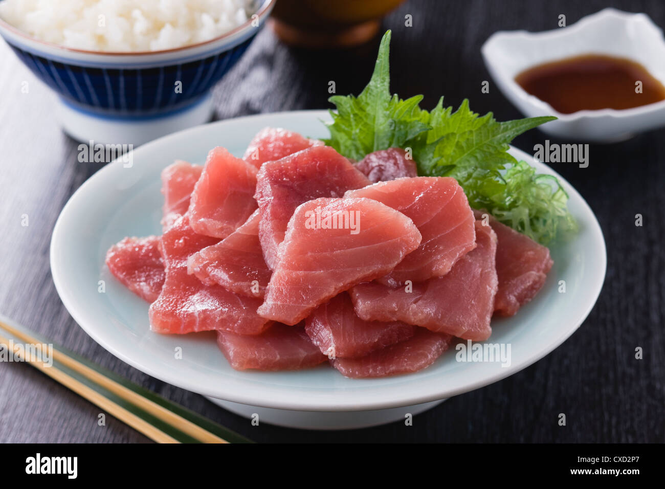 Thin Sliced Tuna Stock Photo