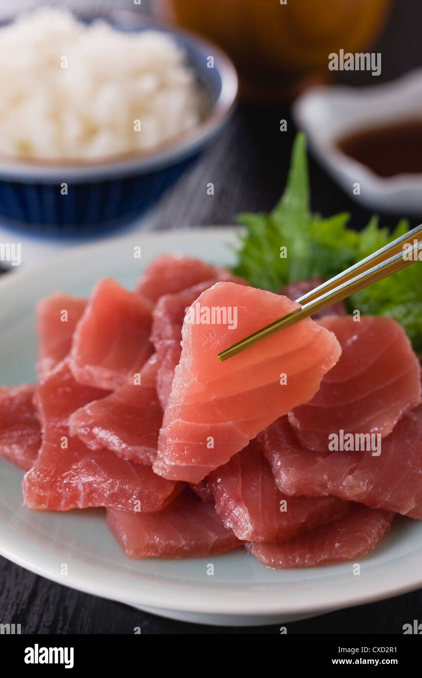 Thin Sliced Tuna Stock Photo