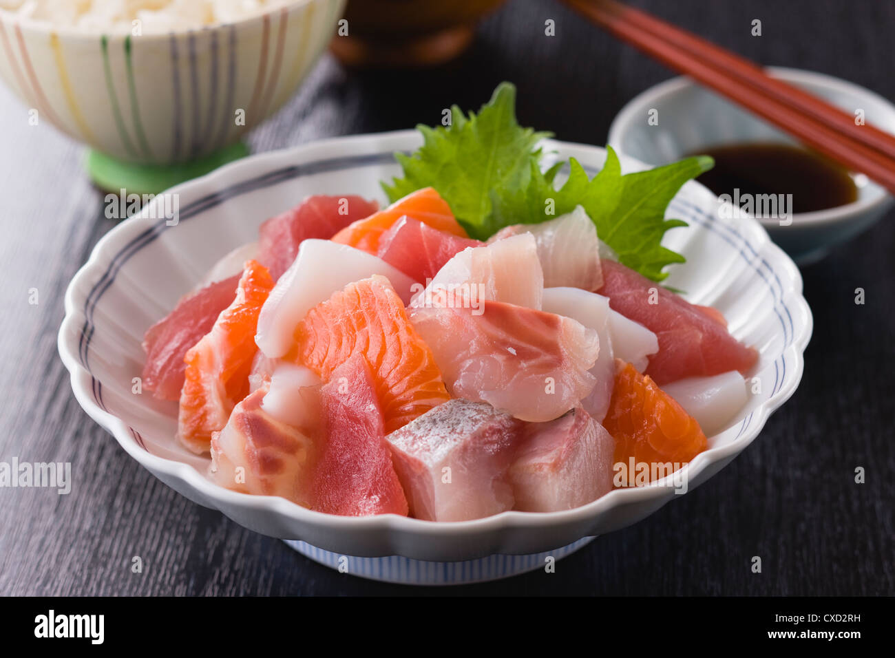 Thin Sliced Various Fish Stock Photo