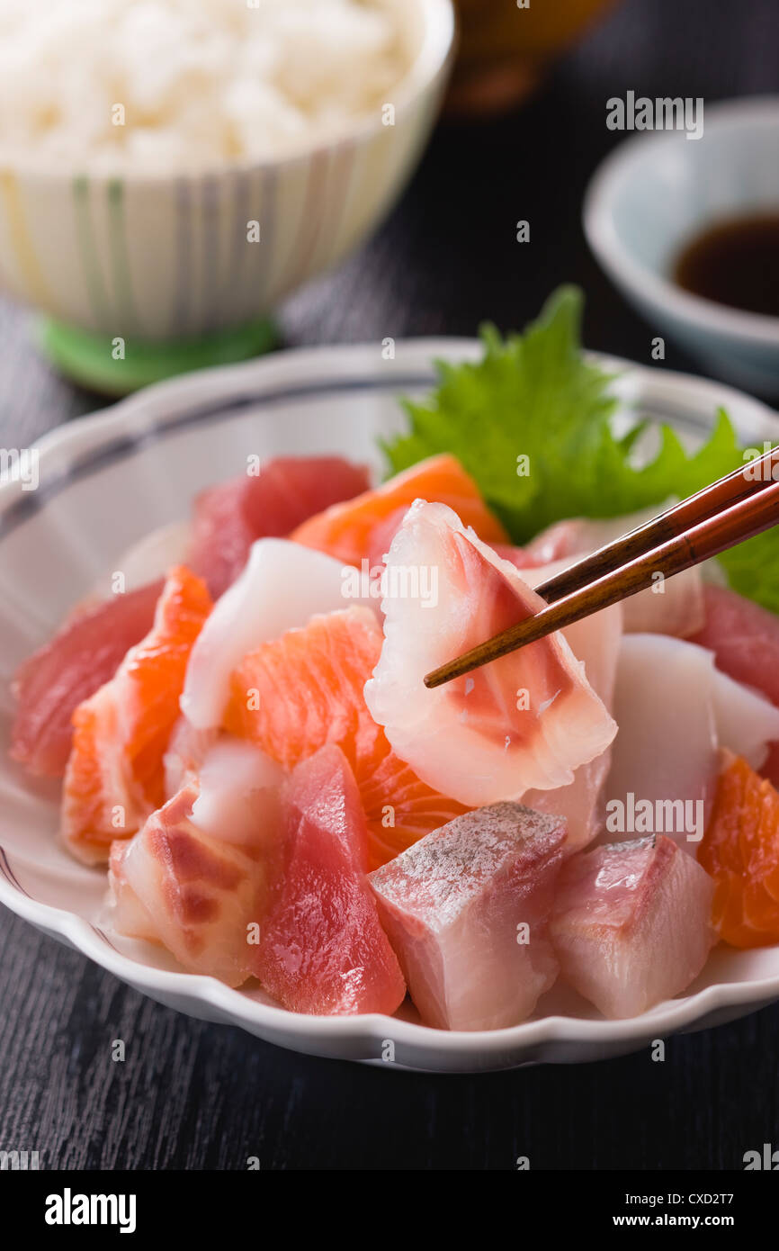 Thin Sliced Various Fish Stock Photo