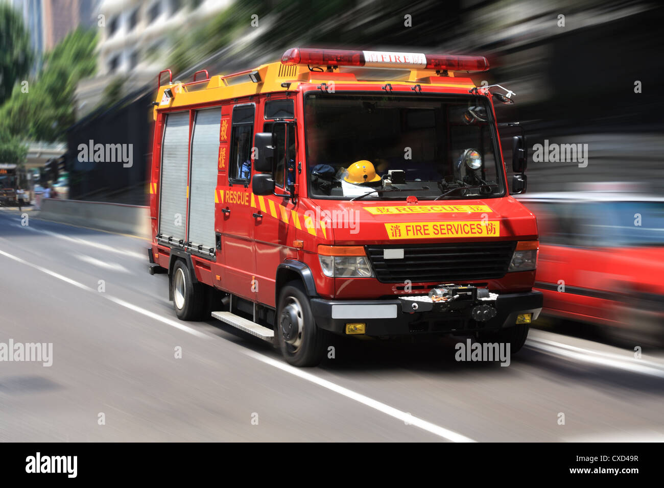 fire engine with motion blur Stock Photo