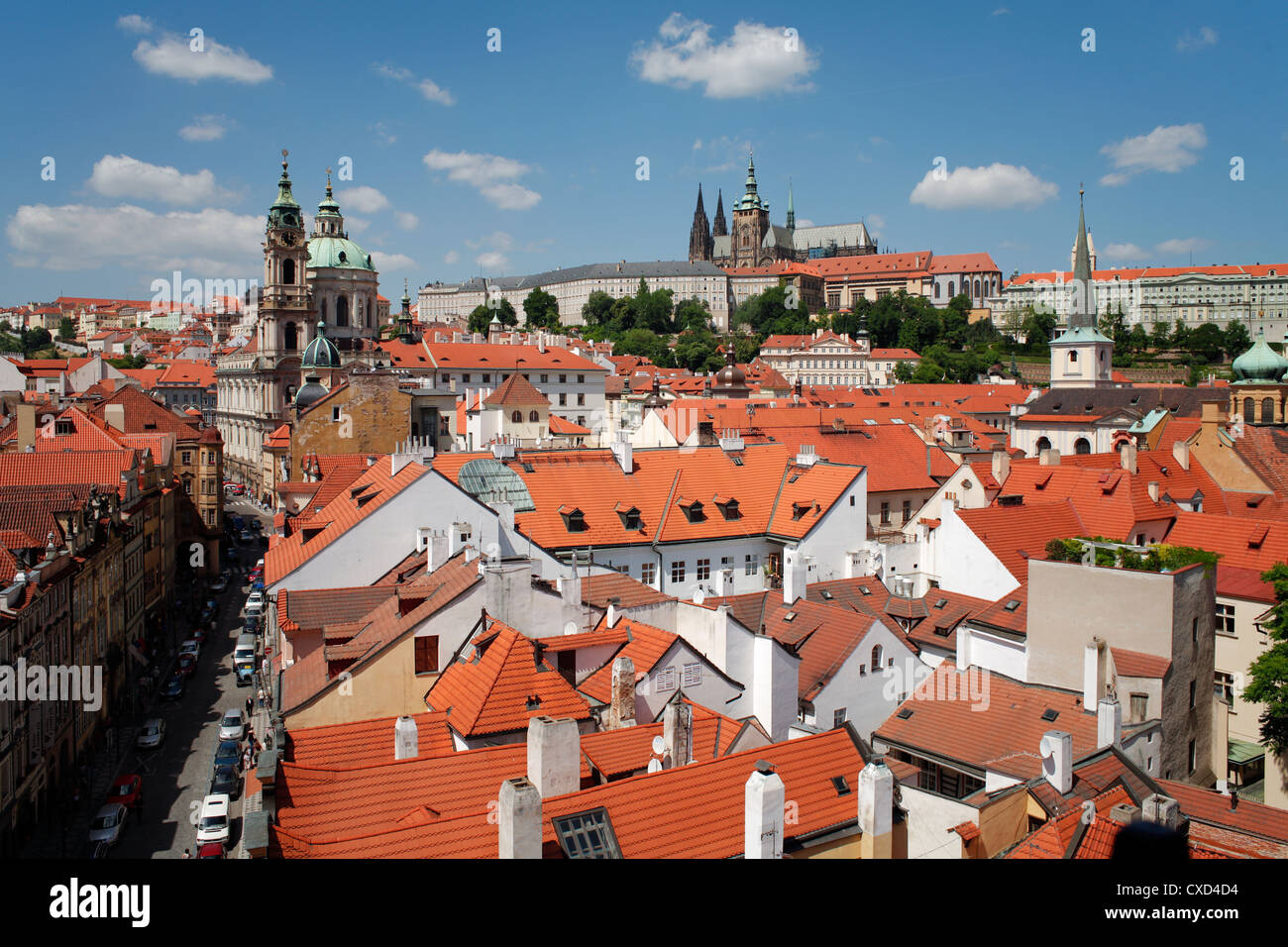 St. Vitus cathedral and St. Nicholas church, Prague, Czech Republic, Europe Stock Photo