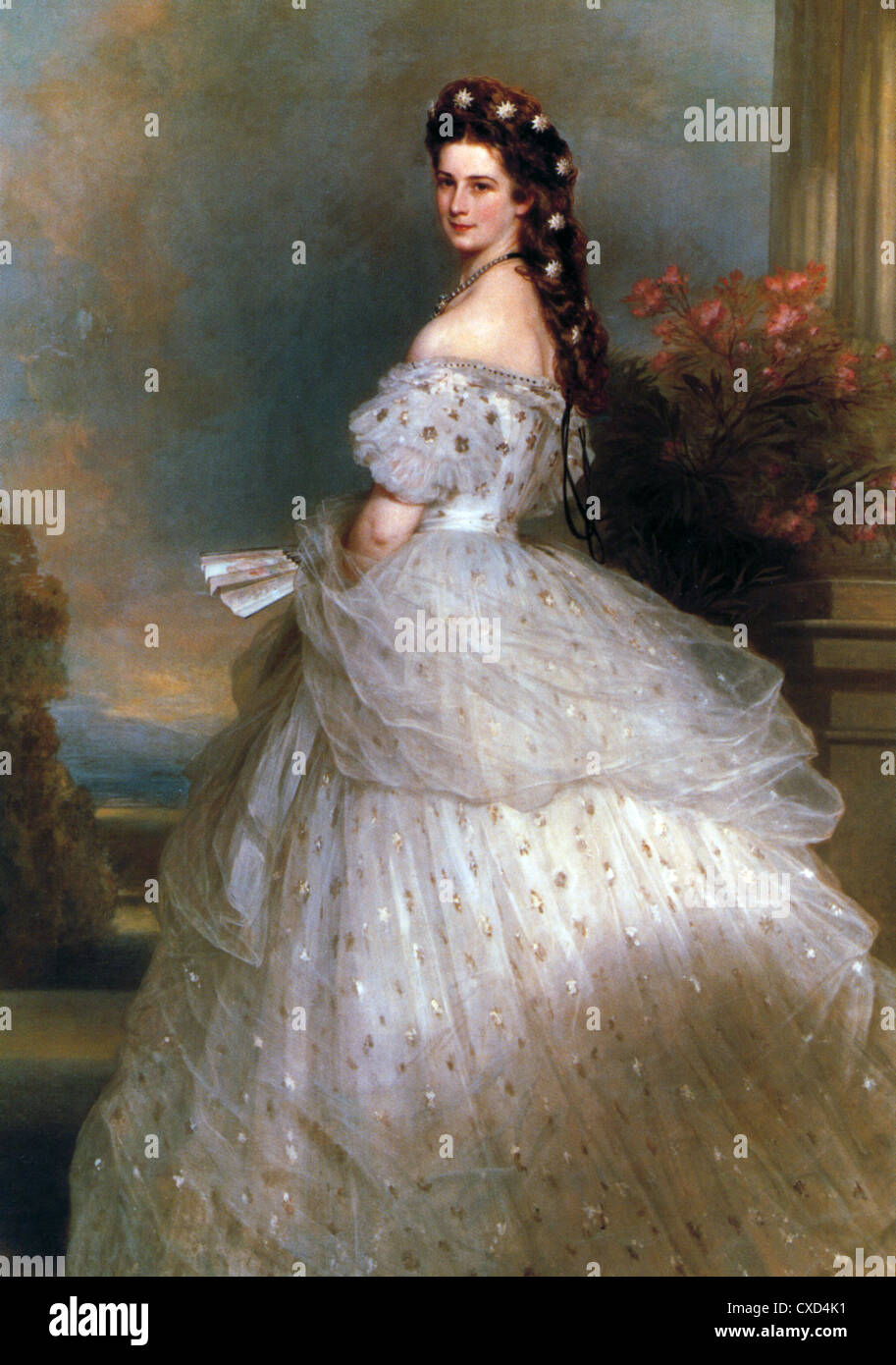 EMPRESS ELIZABETH OF AUSTRIA (1837-1898) also Queen of Hungary painted by Winterhalter in 1865 Stock Photo
