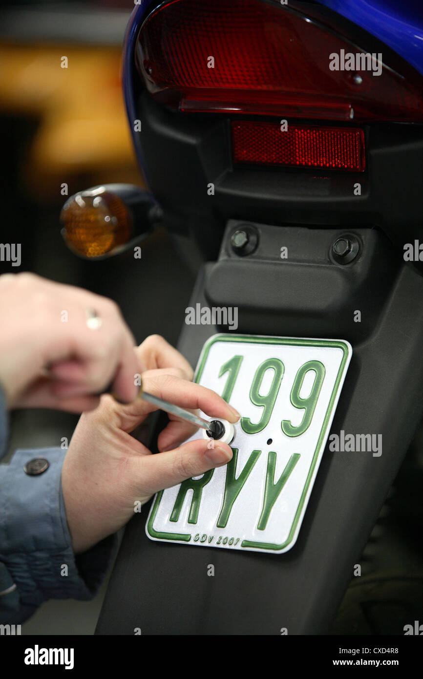 Kiel, gruenes indicator for mopeds and scooters Stock Photo Alamy