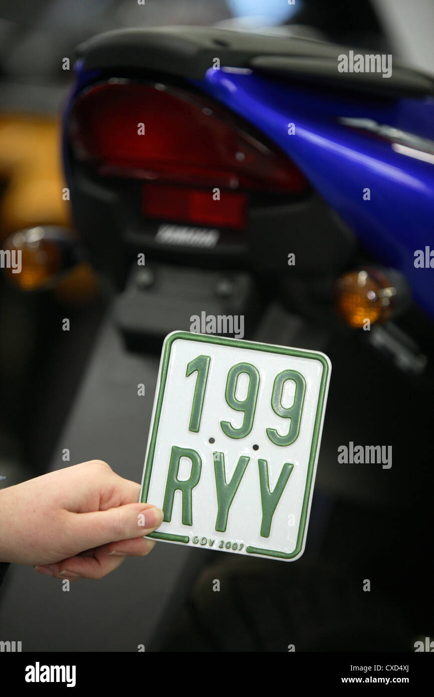 Kiel, gruenes indicator for mopeds and scooters Stock Photo Alamy