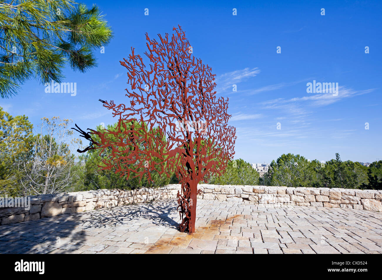 Yad Vashem Holocaust Memorial, Partisans Panorama memorial tree, Mount Herzl, Jerusalem, Israel, Middle East Stock Photo