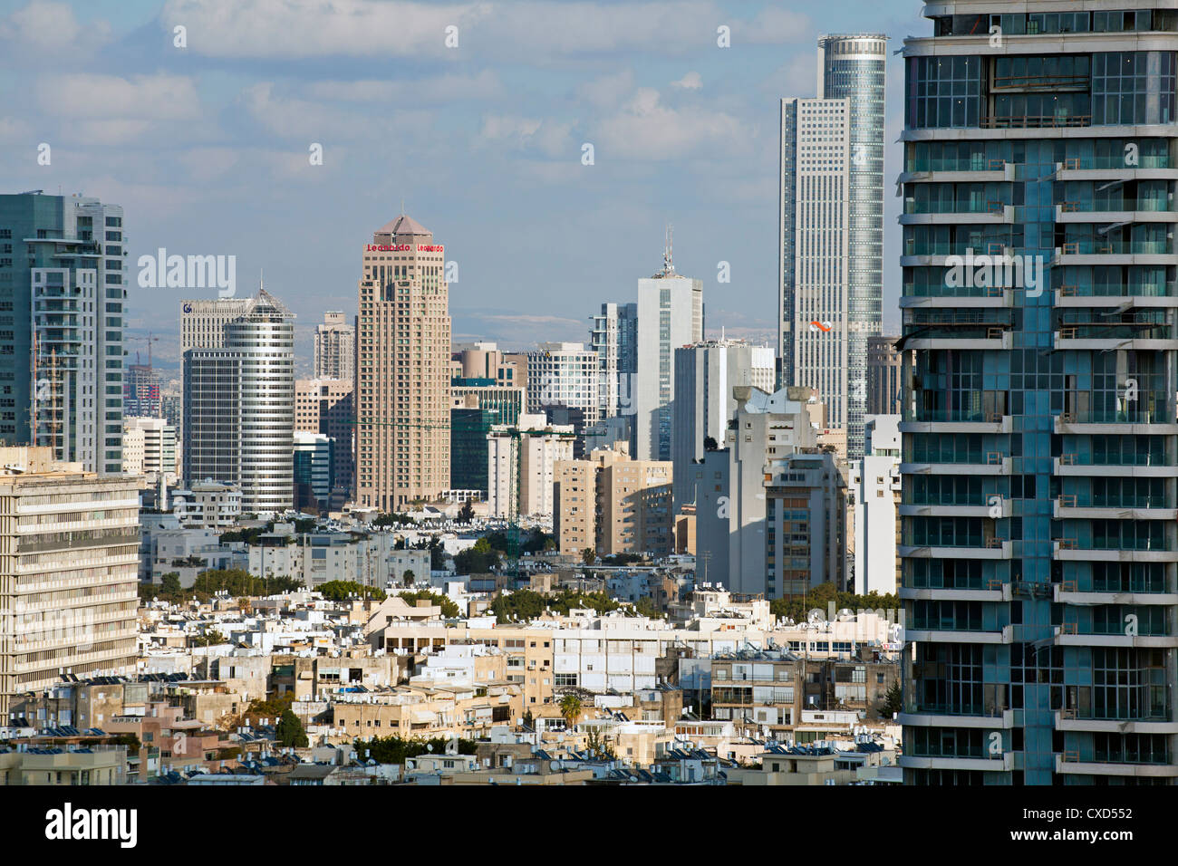 Elevated city view towards the commercial and business centre, Tel Aviv, Israel, Middle East Stock Photo