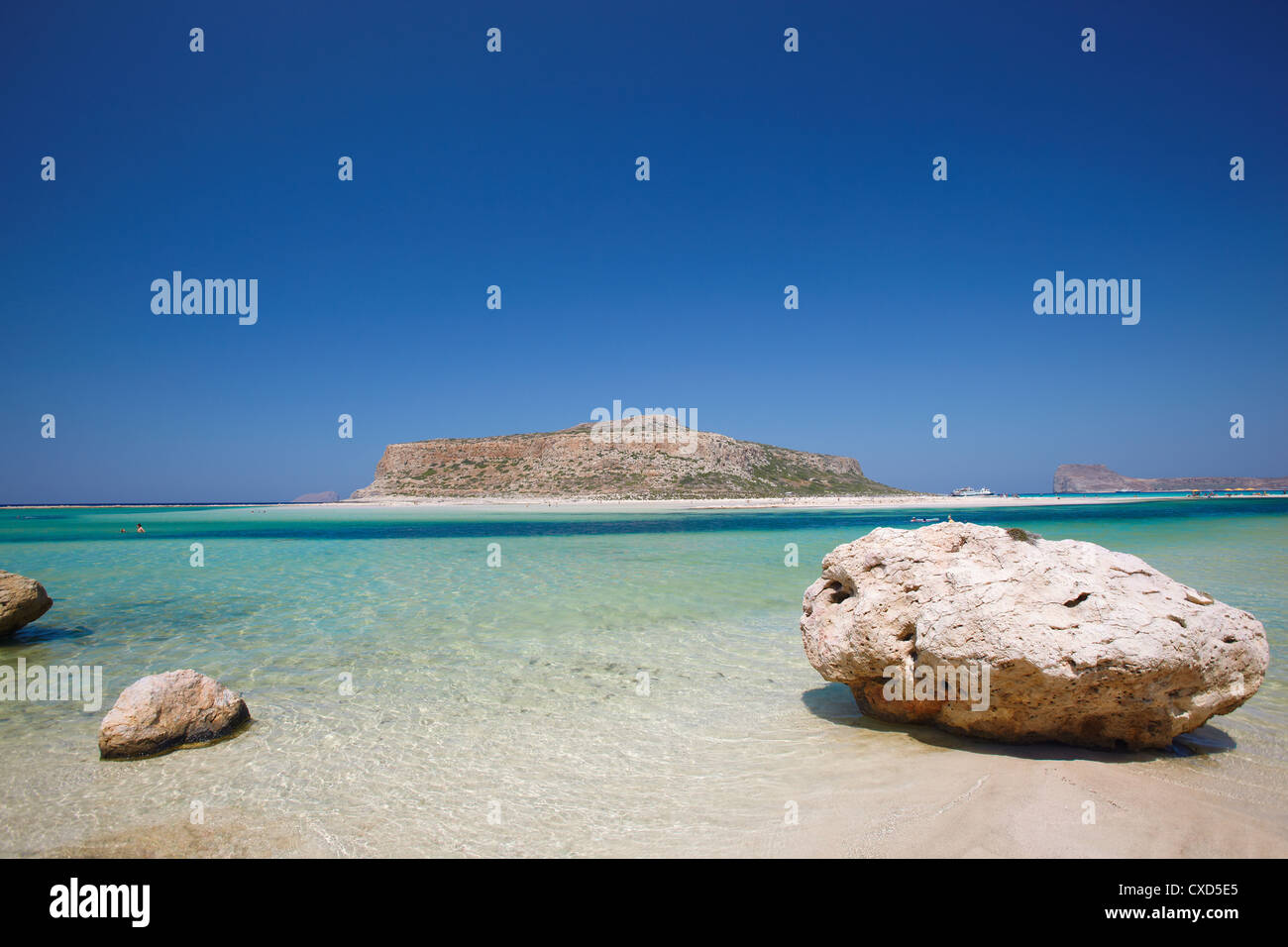 Balos Bay and Gramvousa, Chania, Crete, Greek Islands, Greece, Europe Stock Photo
