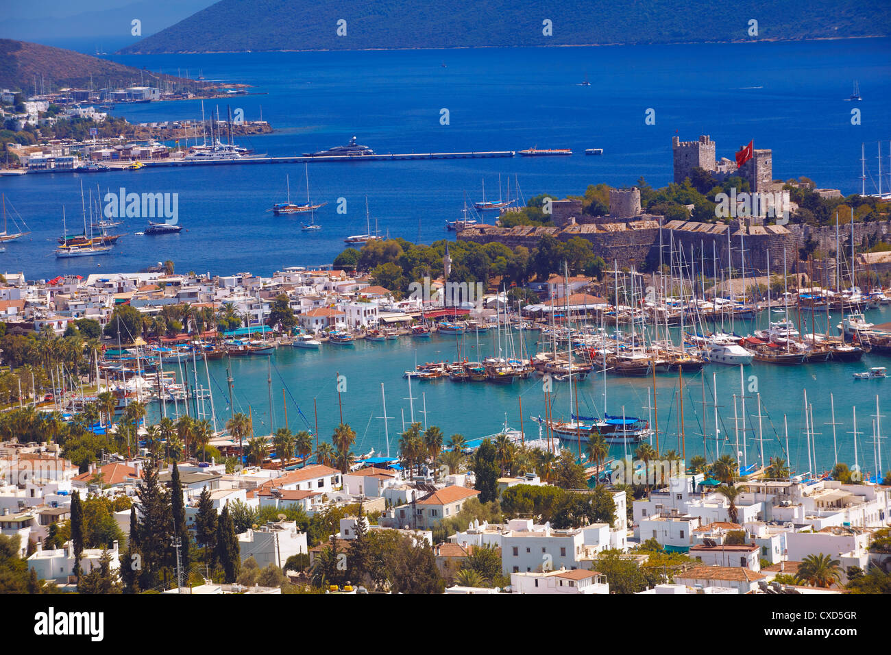 The harbour and the castle of St. Peter, Bodrum, Anatolia, Turkey, Asia Minor, Eurasia Stock Photo