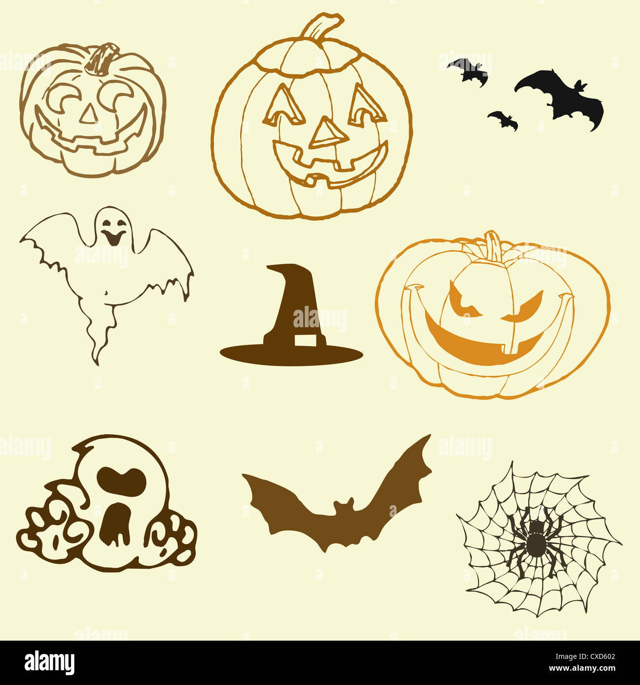Set of Halloween silhouettes - vector illustration Stock Photo - Alamy