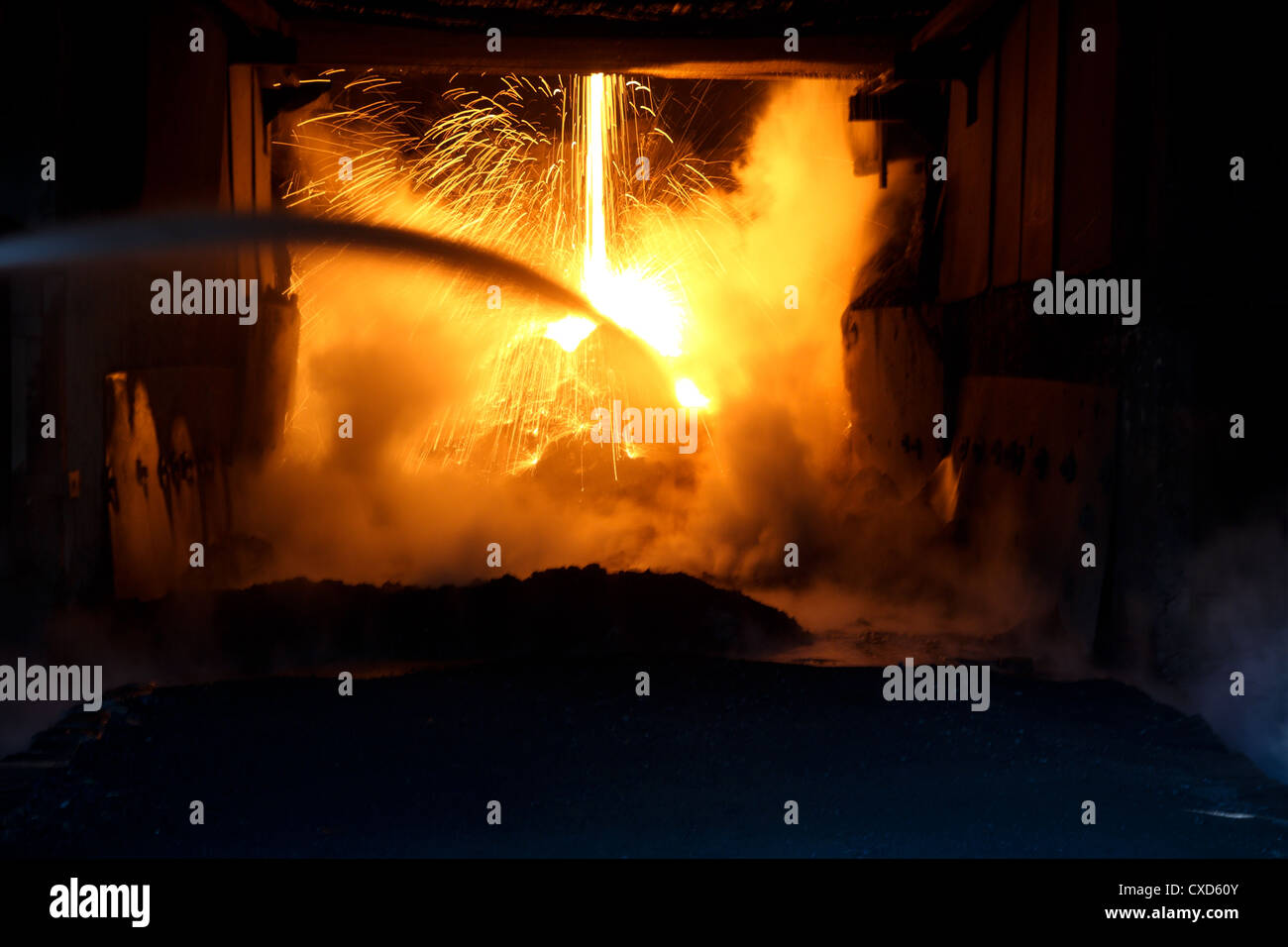 furnace sparks Stock Photo