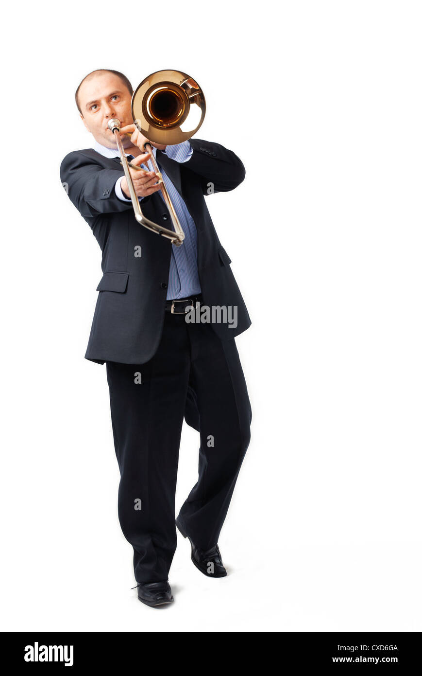 Jazz musician playing the trombone hires stock photography and images
