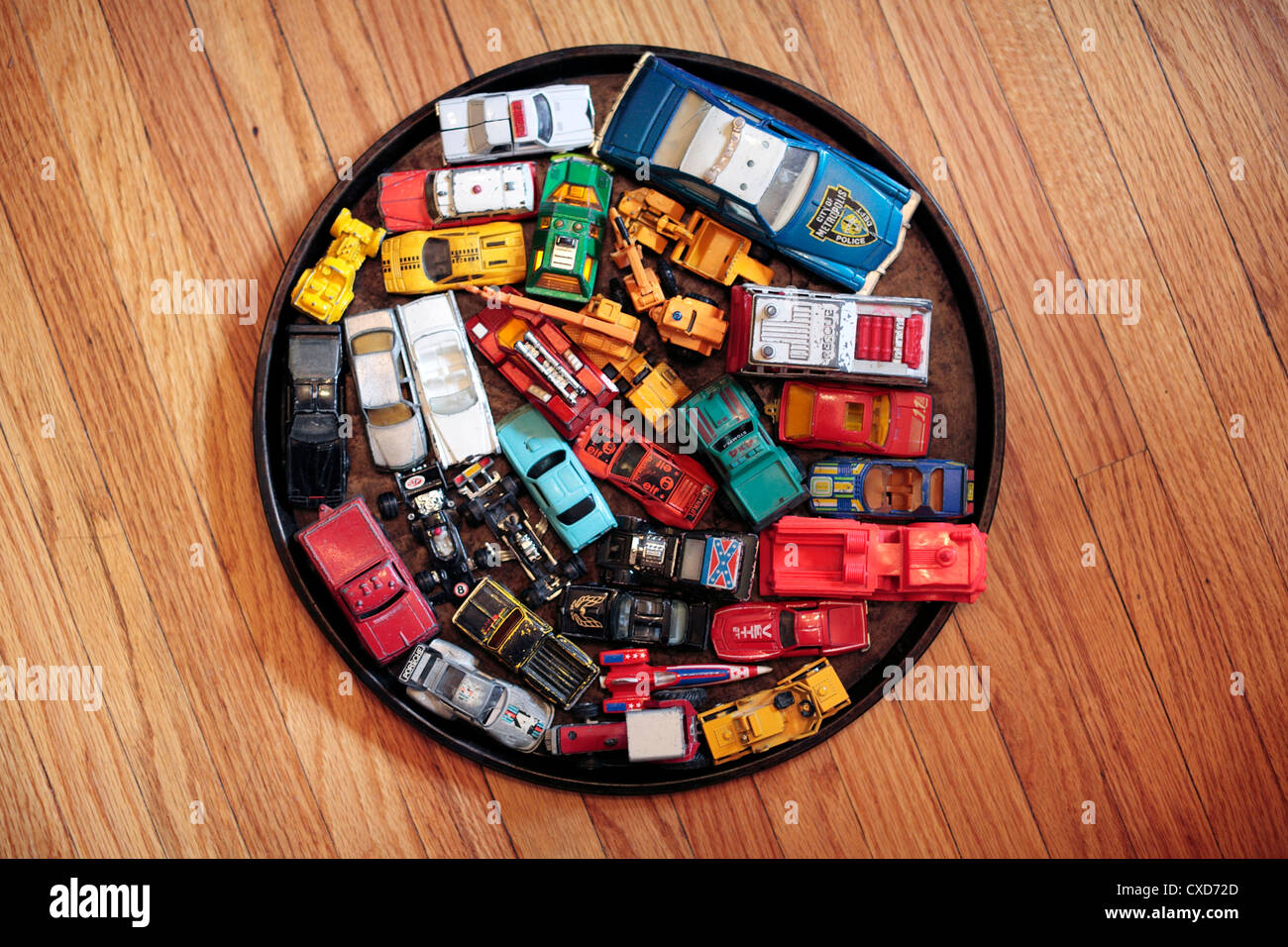 Collection of die-cast vehicles. Stock Photo