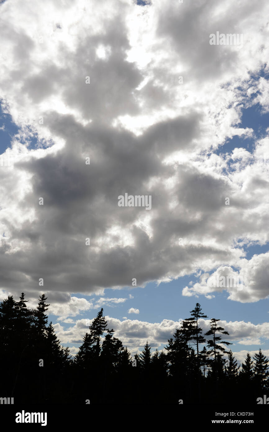 Dramatic sky in Maine. Harpswell Neck, Maine. Basin Point Road. Stock Photo