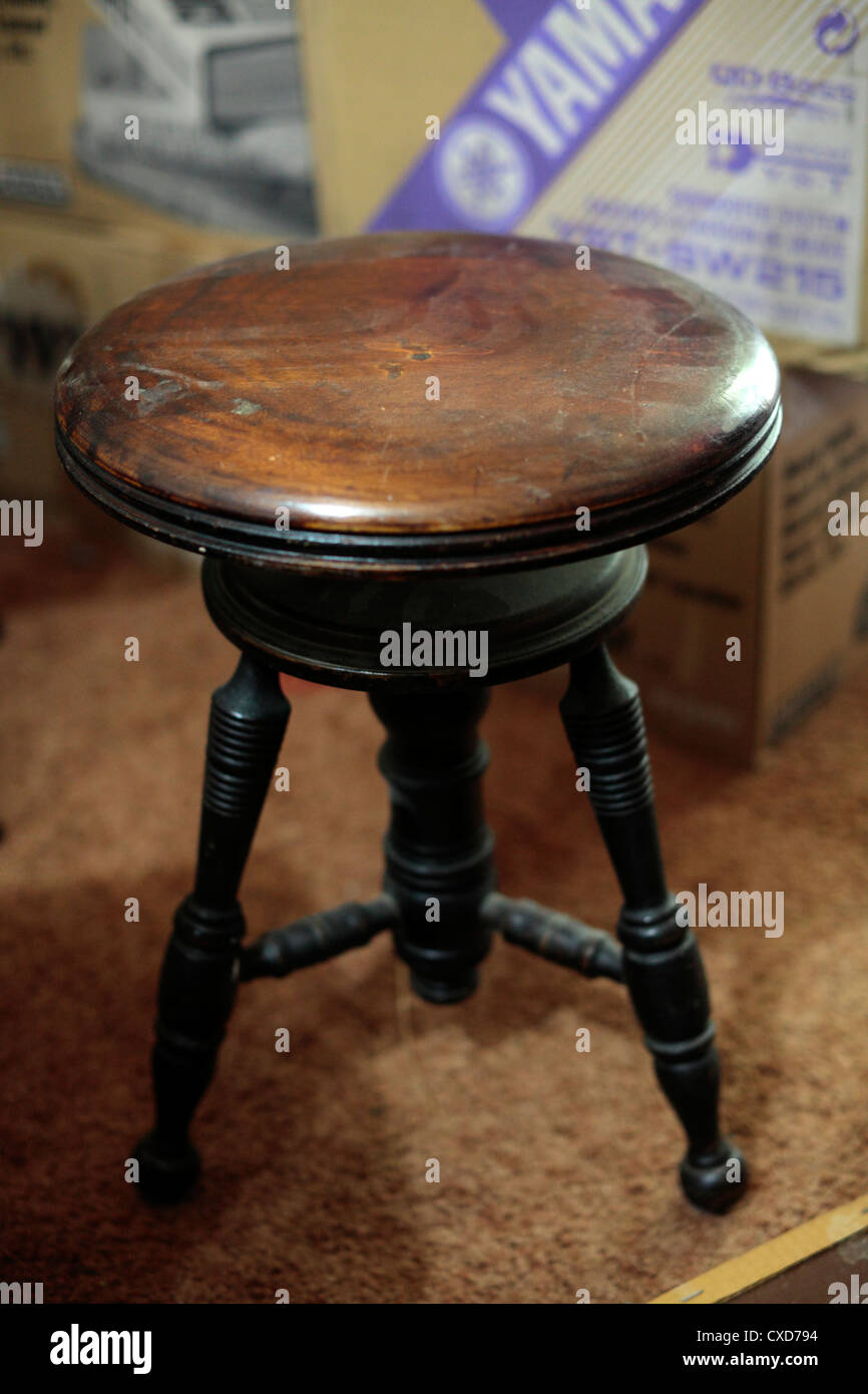 Round oak swivel seat. Stock Photo