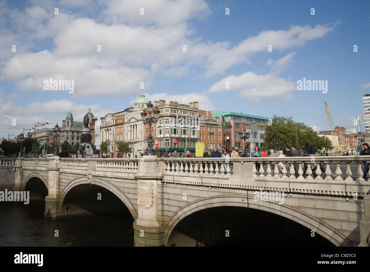 Dublin City Eire EU The renowned O'Connell Road Bridge over the River ...