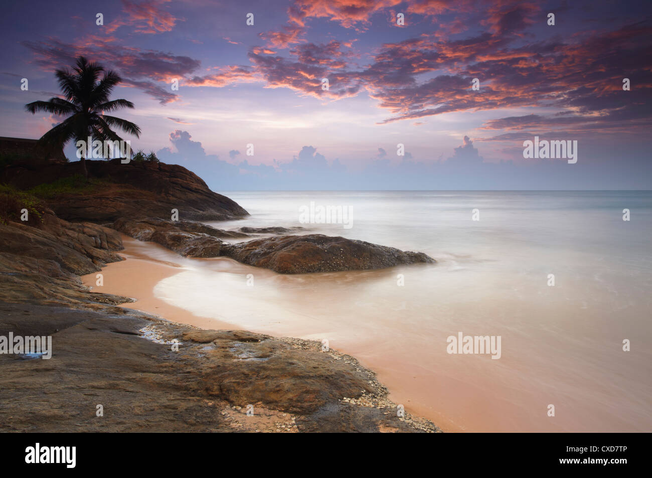 Bentota beach at sunset, Western Province, Sri Lanka, Asia Stock Photo