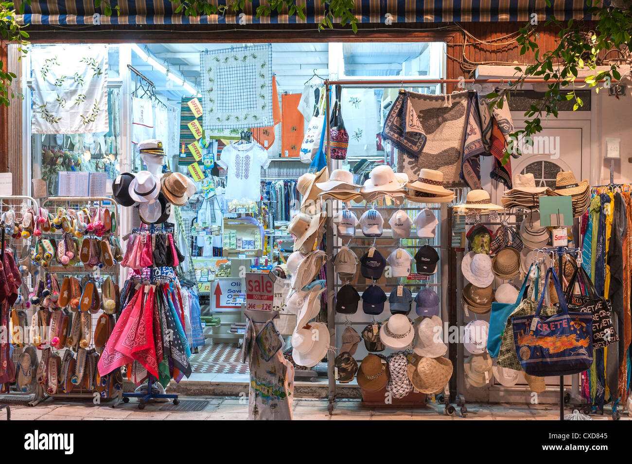 Greek gift shop Agios Nikolaos, Crete, Greece Stock Photo Alamy