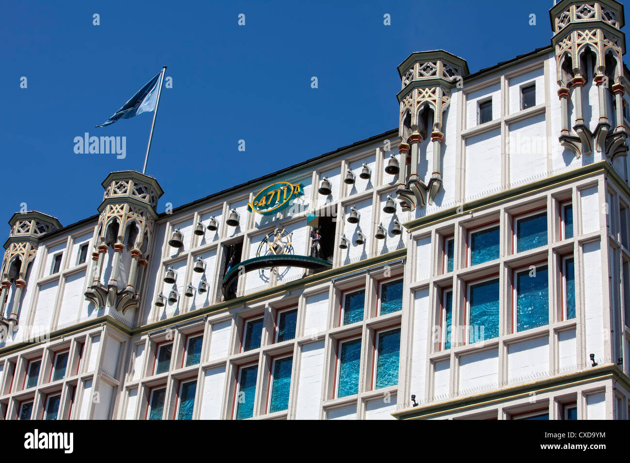Carillon on the facade of the original building of 4711, Eau de Cologne, Glockengasse street, Cologne, Germany, Europe Stock Photo
