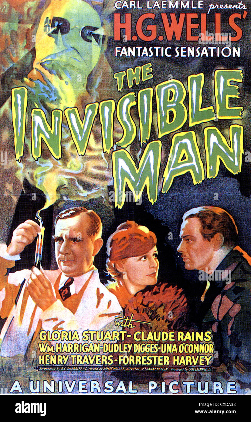 THE INVISIBLE MAN Poster for 1933 Universal film with Claude Rains based on novel by H.G.Wells Stock Photo
