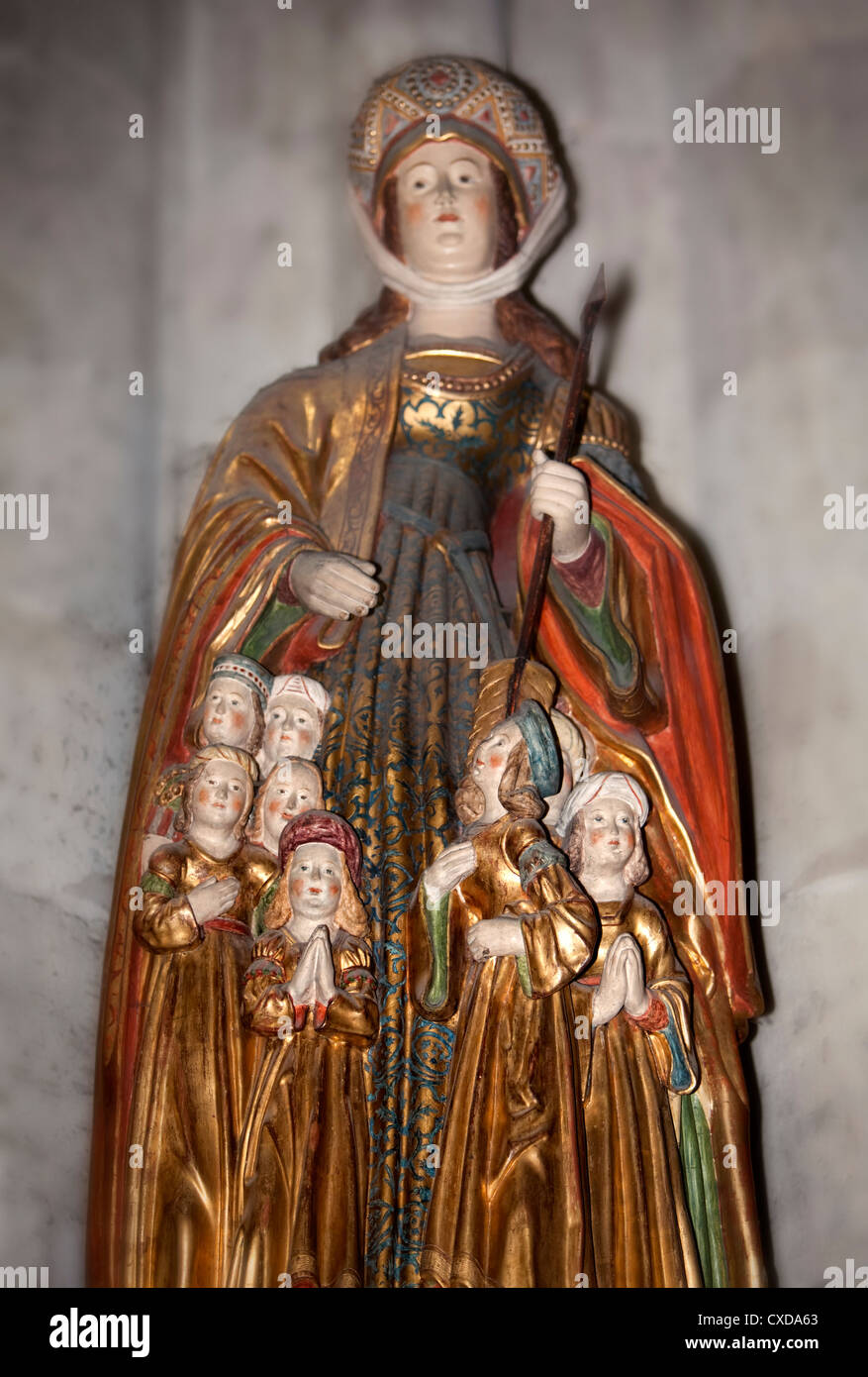 Wooden figure of the Holy Ursula, Koelner Dom, Cologne Cathedral, Germany, Europe Stock Photo