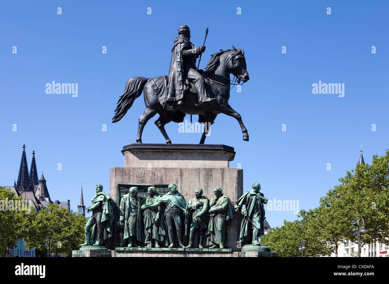 Equestrian statue for the Prussian King Friedrich Wilhelm III, Heumarkt square, Cologne, North Rhine-Westphalia, Germany, Europe Stock Photo