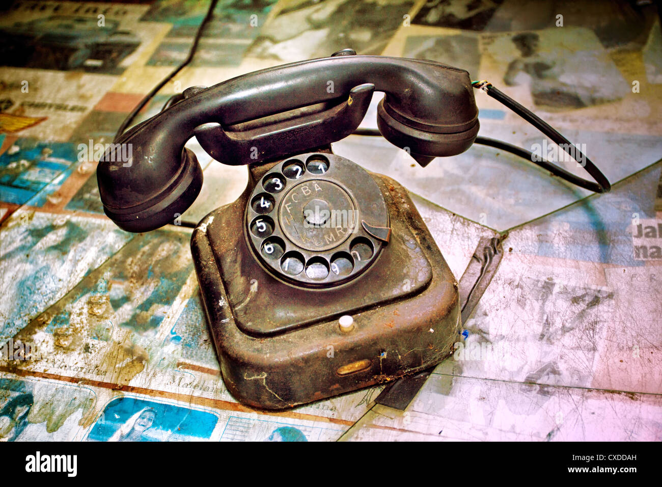 vintage telephone as retro object Stock Photo