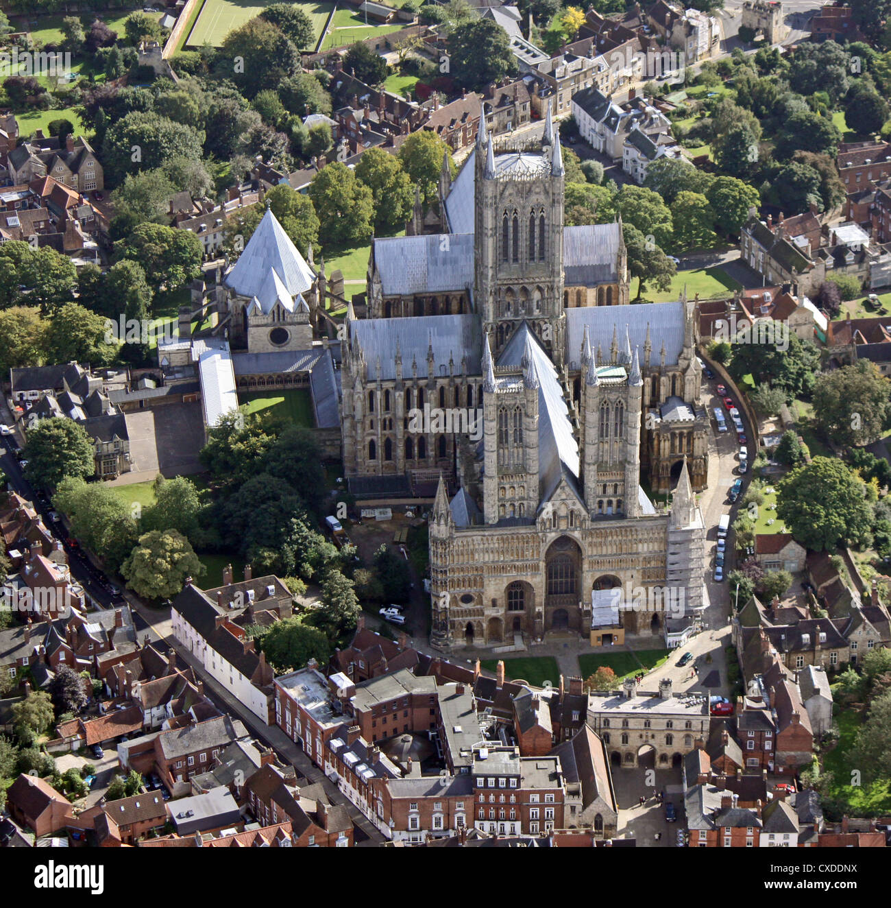 aerial view of Lincoln Cathedral Stock Photo Alamy