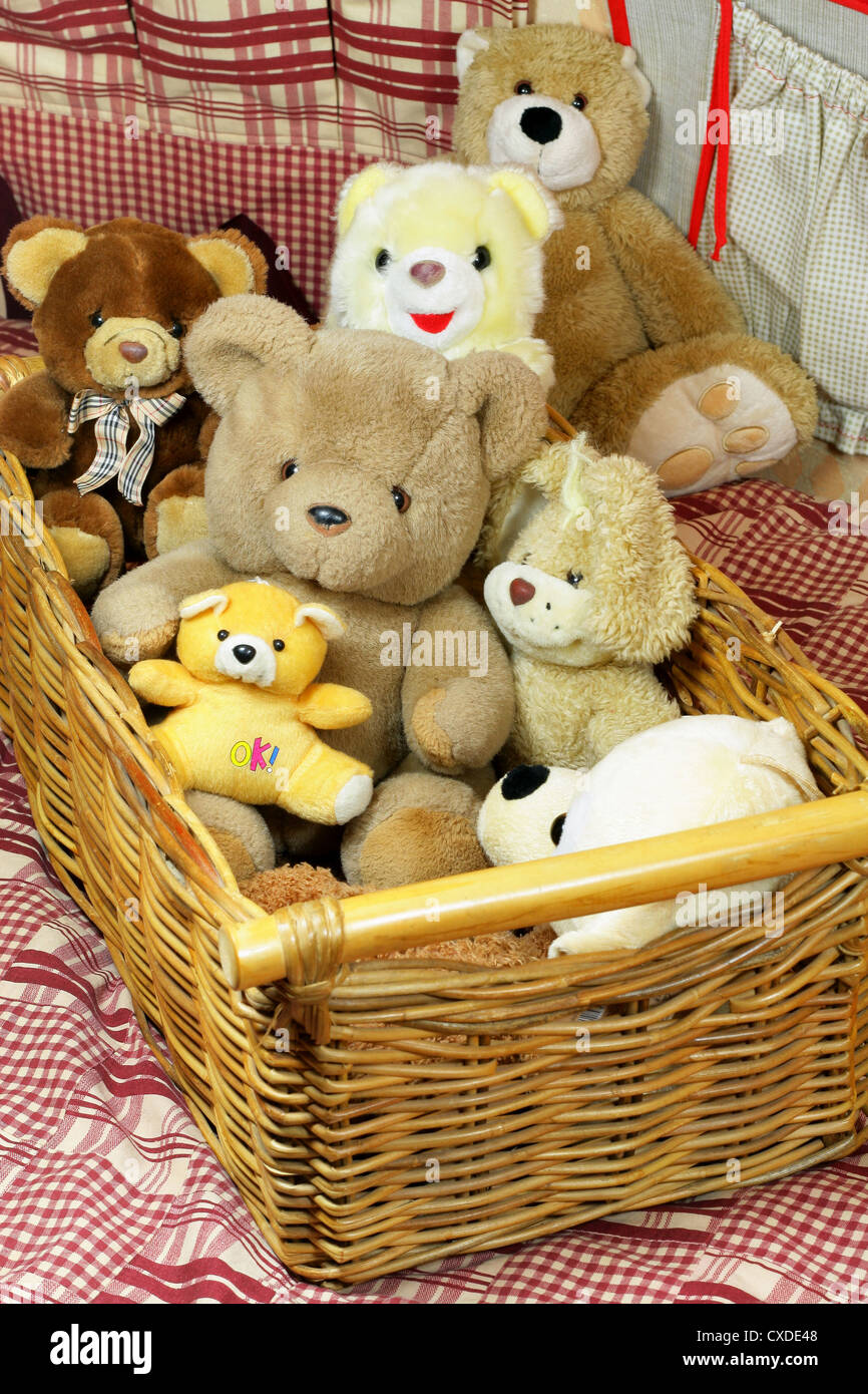 teddy bear in a basket