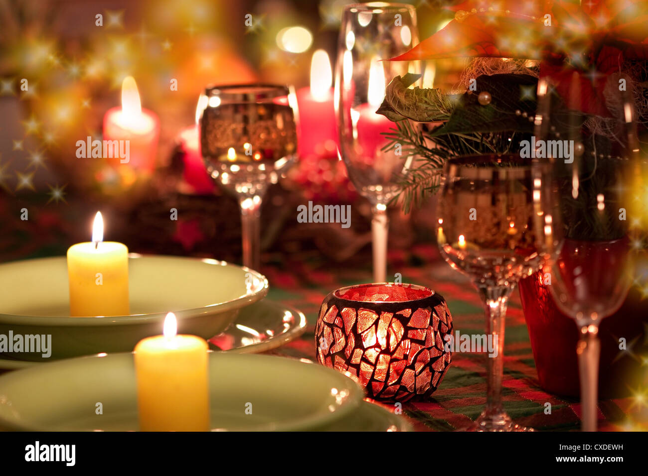 Beautiful place setting for Christmas Stock Photo