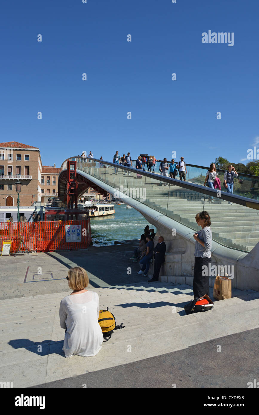 Pedestrian bridge over Canal Grande, Piazzale Roma, Venice, Venice Province, Veneto Region, Italy Stock Photo
