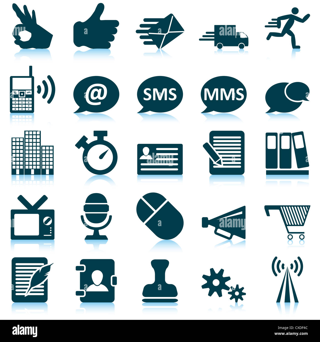 Office and communication icon set. Vector illustration Stock Photo - Alamy
