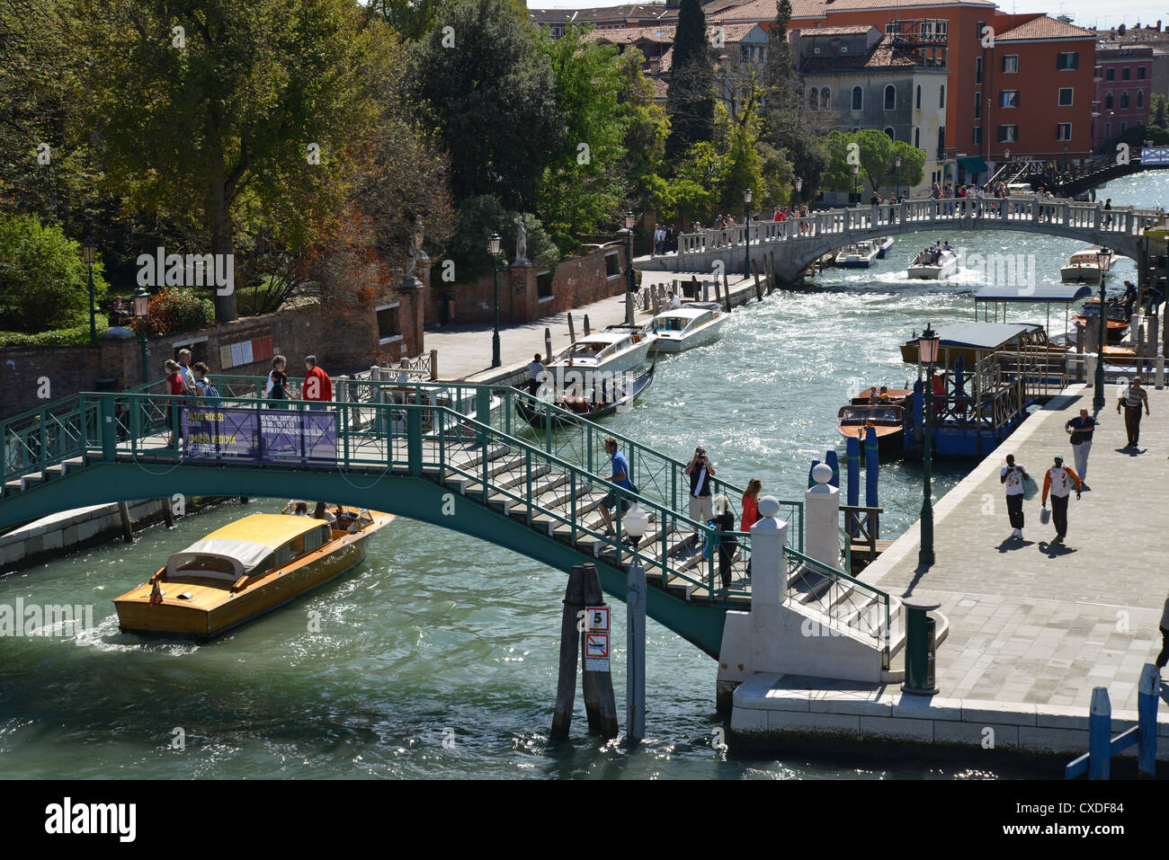Pedestrian bridges by Canal Grande, Piazzale Roma, Venice, Venice Province, Veneto Region, Italy Stock Photo