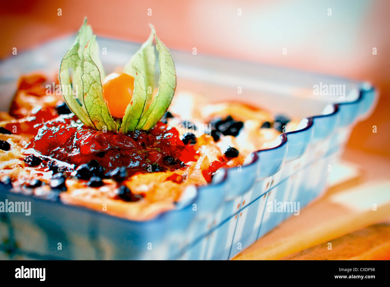 Baked pasta with quark and cranberries Stock Photo Alamy