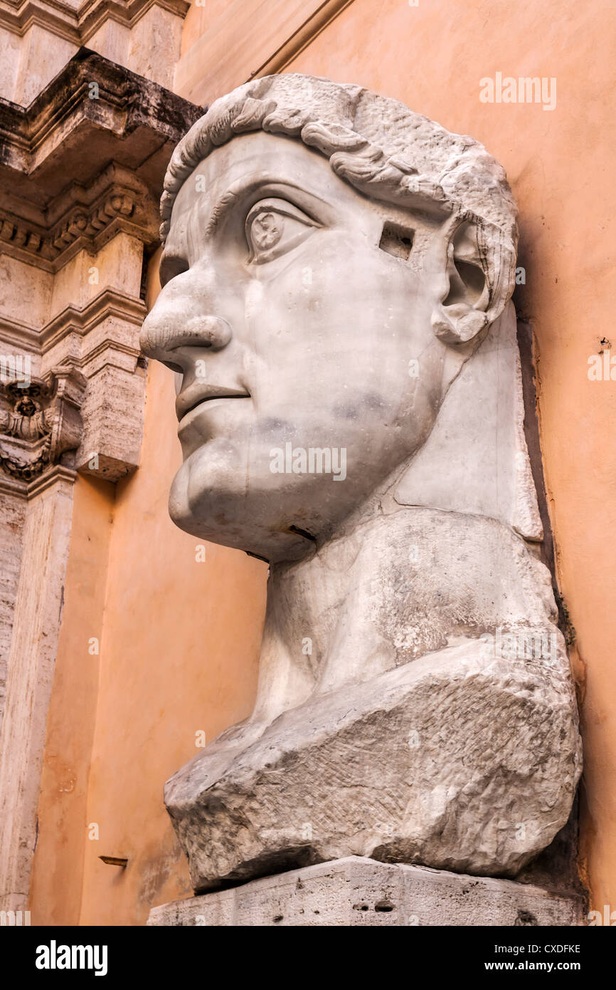 Marble head of Emperor Constantine II, Flavius Claudius Constantinus, Capitoline Museum, Rome, Italy Stock Photo