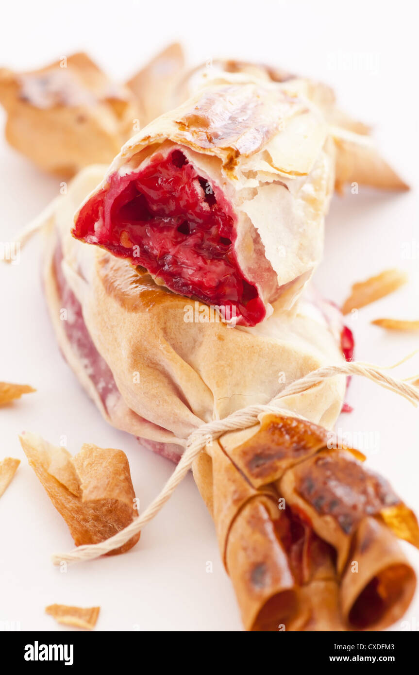 Baked pastries with fresh berries Stock Photo