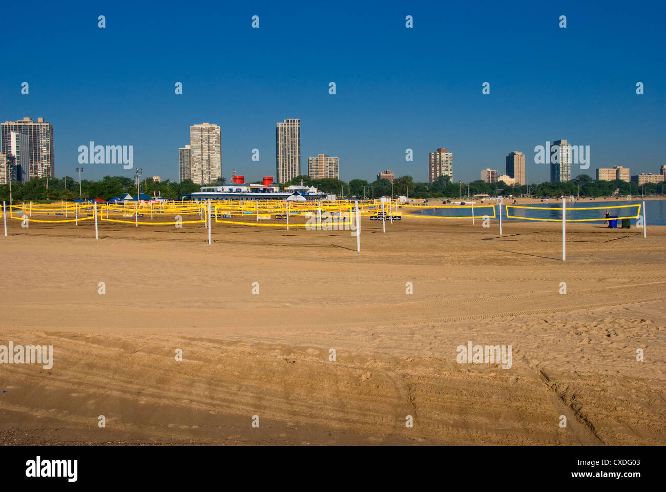 North Avenue Beach set up for a volleyball tournament in Chicago, Illinois Stock Photo Alamy