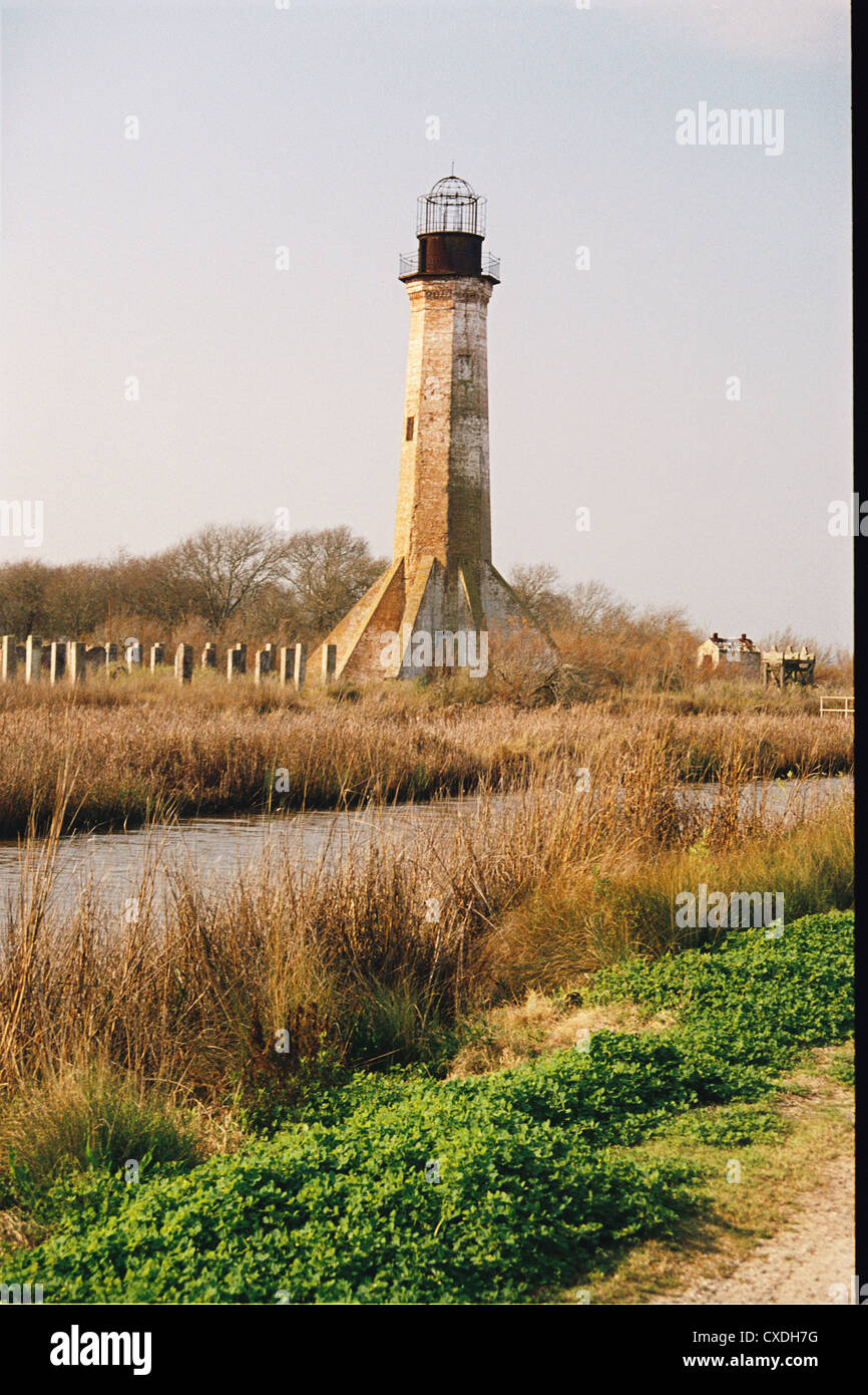 lighthouse located at Sabine Pass, Louisiana, United States Stock Photo