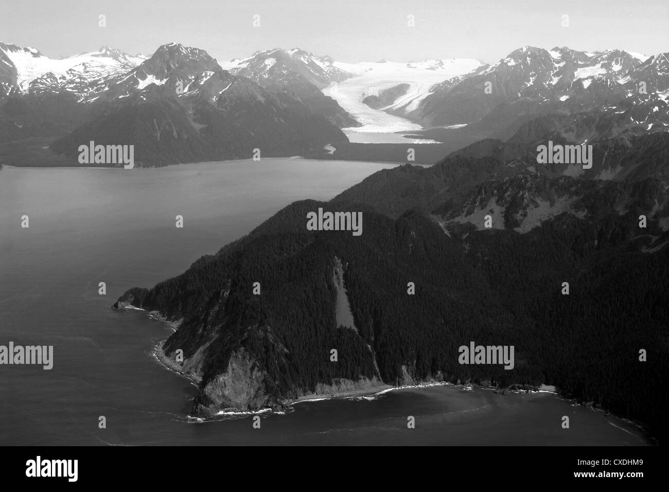 An aerial view of the Southcentral Alaska Coast Stock Photo
