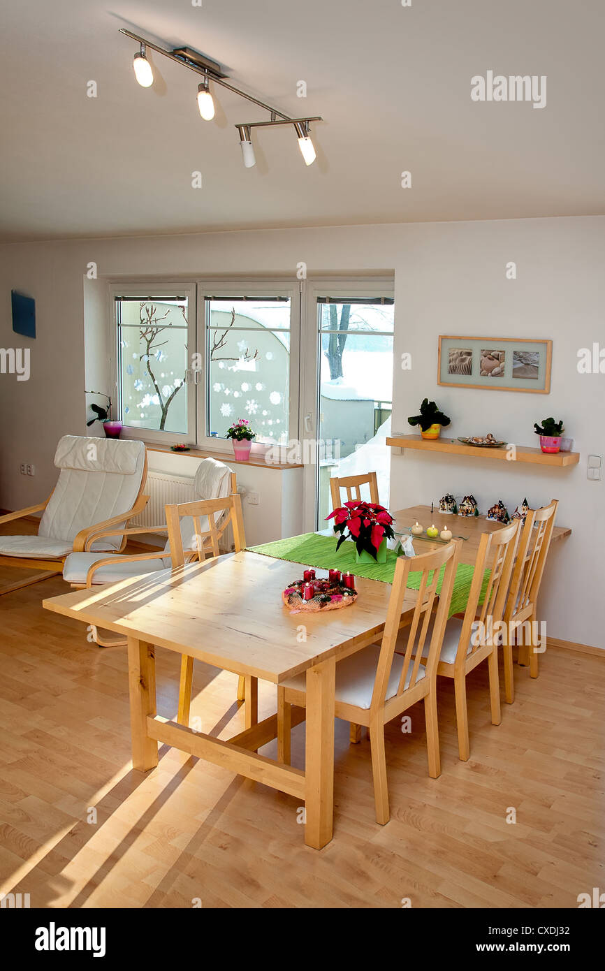 Elegant Dining Room in bright tint Stock Photo