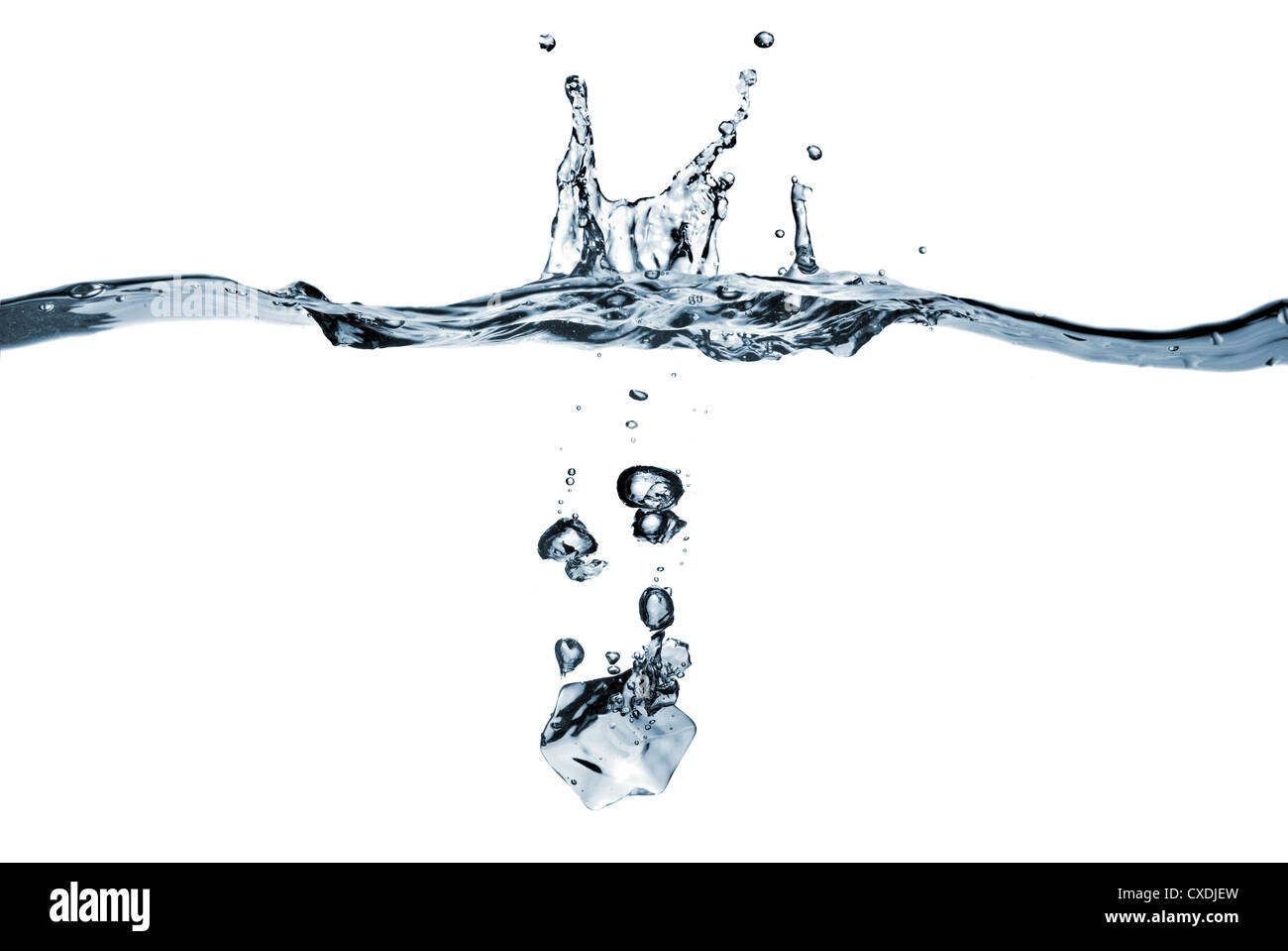 ice cube dropped into water with splash isolated on white Stock Photo ...